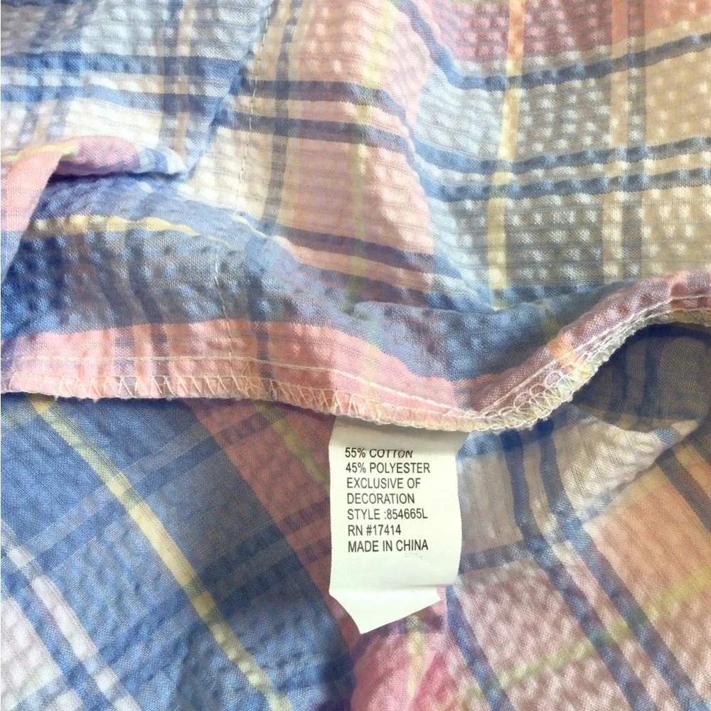2/$10, 3/$13 Miss Elaine pink blue plaid duster housecoat - Picture 6 of 6
